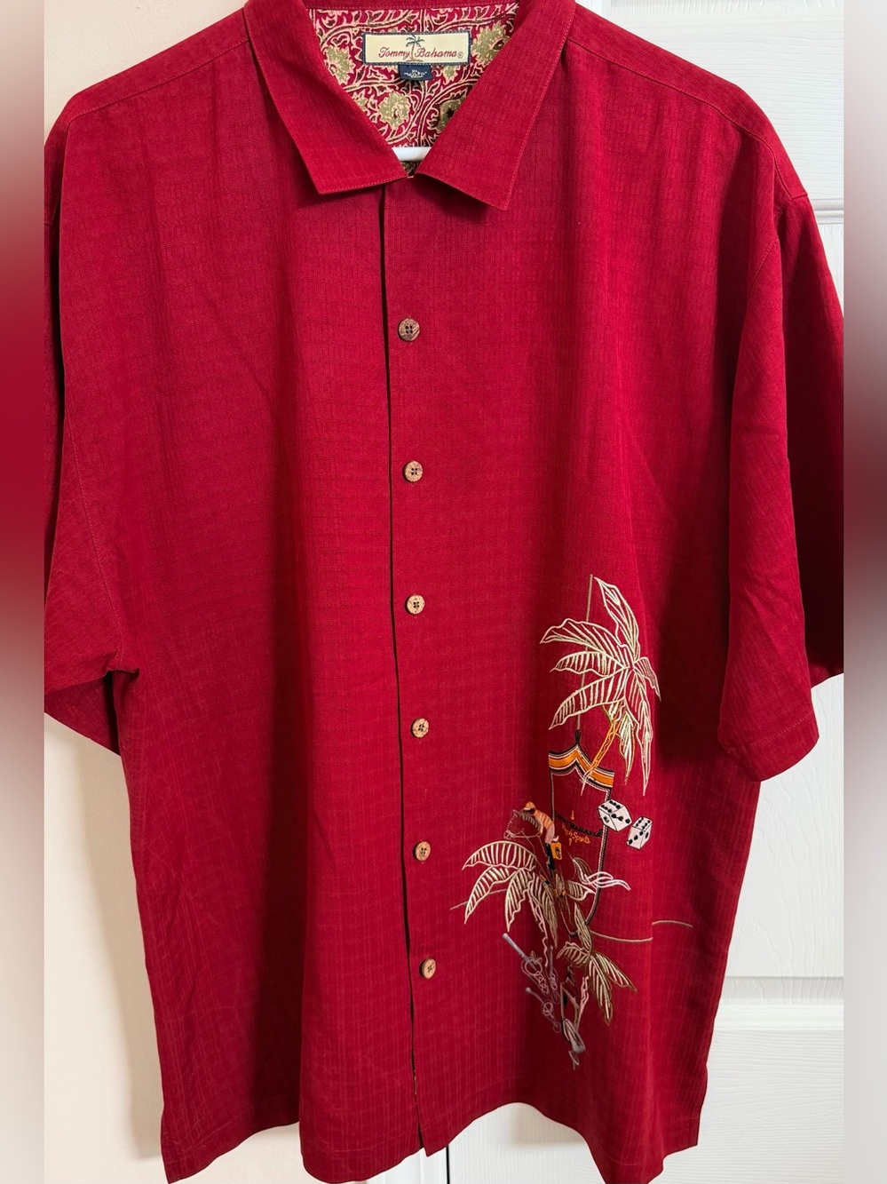 Tommy Bahama Silk Shirt Men's XL  King of Sports Short Sleeve Button Up
